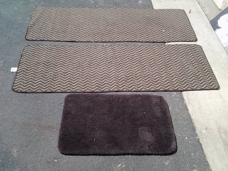 lot 69 image: 2-Runner Rugs 24x72, Brown Bathroom Rug 34x20