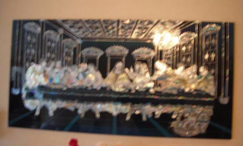 lot 31 image: Alabaster Inlay Last Supper Picture 24x48