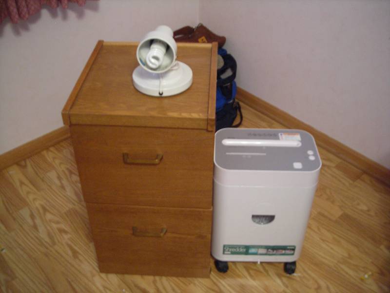 lot 36 image: Paper Shredder, Lamp, 2-Drawer File Cabinet