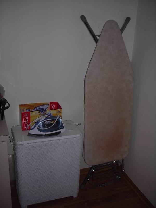 lot 47 image: Sunbeam Iron, Ironing Board, Clothes Hamper