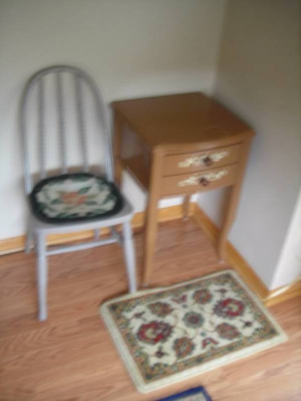 lot 57 image: Vintage Cabinet & Bow Back Chair (Painted)