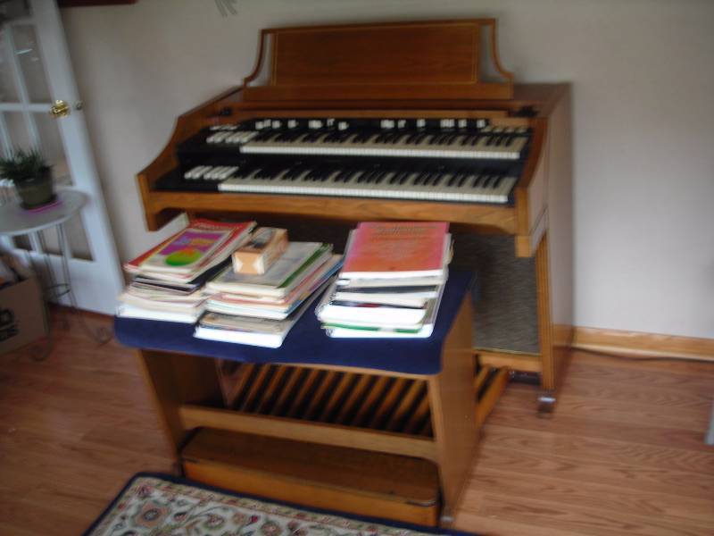 lot 59 image: Hammond Electric Organ With Bench & Sheet Music