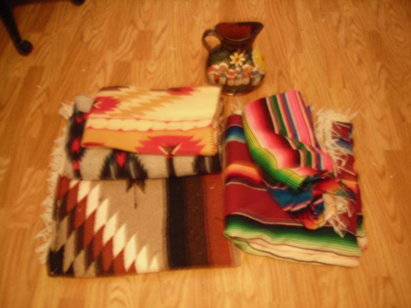 lot 65 image: SouthwestMexican Blankets, Clay PitcherPot