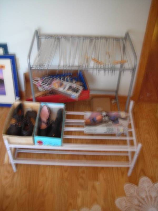lot 78 image: Large Lot Shoes & Organizer, Ankle & Wrist Weights, HangerStand