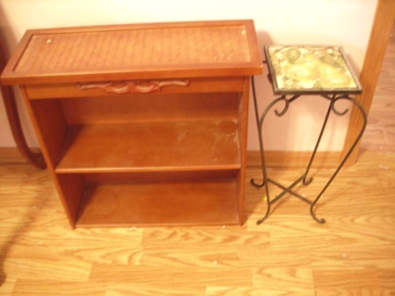 lot 84 image: Shelf & Small Mosaic Top Table