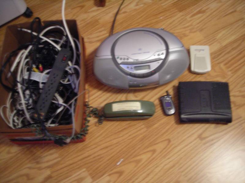 lot 87 image: Sony Boom BoxCd, Telephone, Multi Plug, Router, Cables