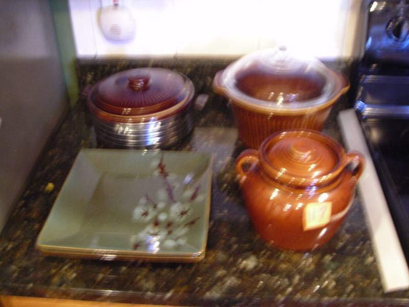 lot 117 image: Glazed Casseroles & Bean Pots, Pier I Dishes