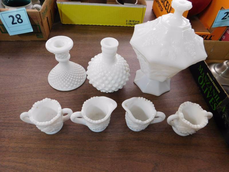 Milk glass items
