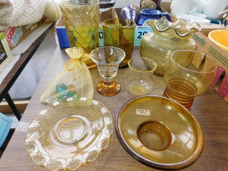 yellow hand blown glass items