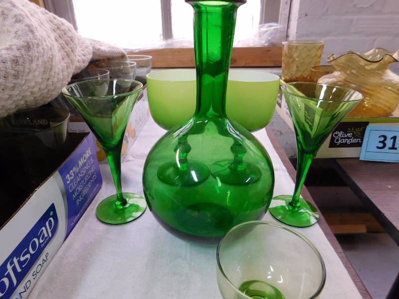 Green glass items
