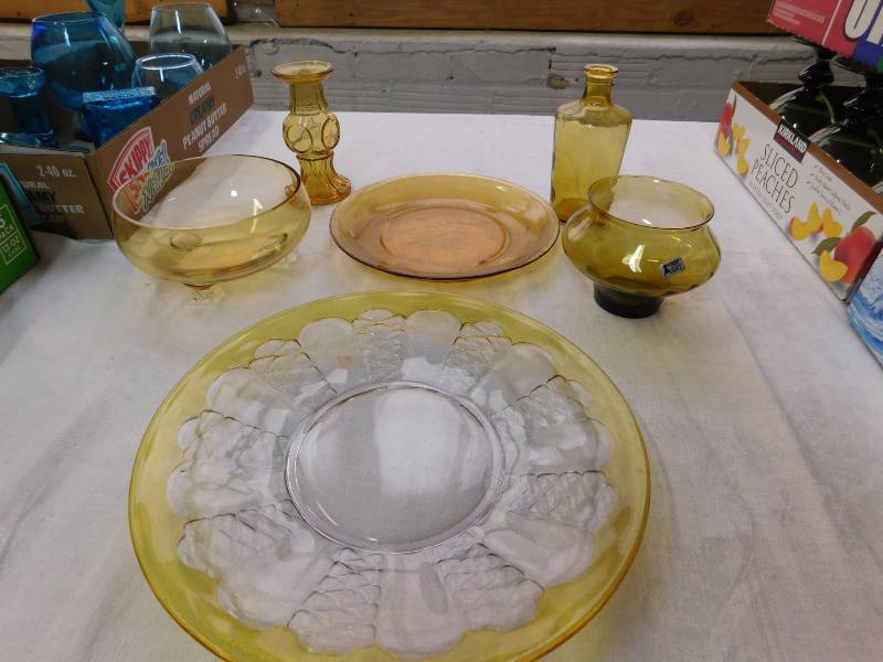 amber glassware items