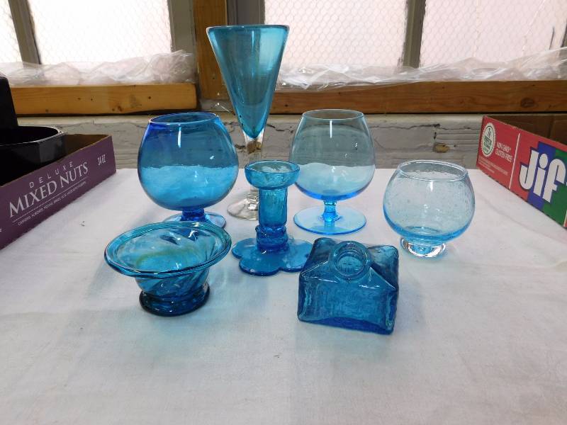 Brilliant blue glass items
