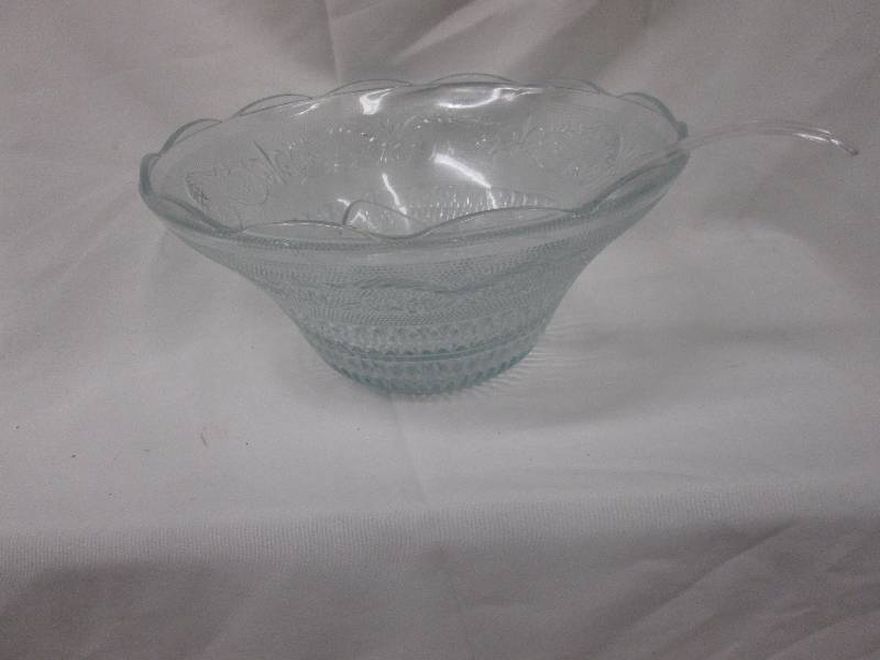 Glass punch bowl with ladle...
