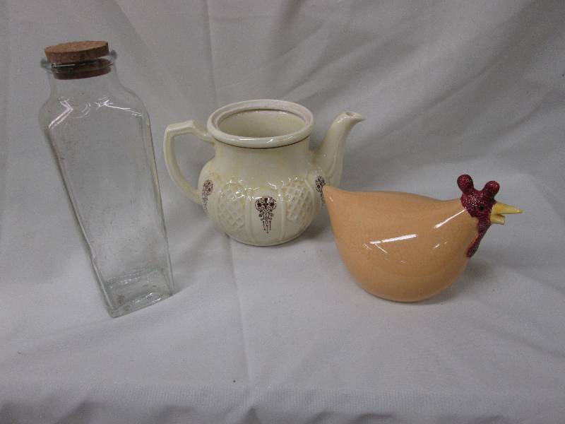 Corked storage bottle, teapot , cer...
