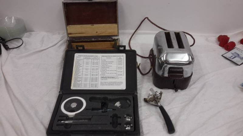 Toaster, box, parts, can opener