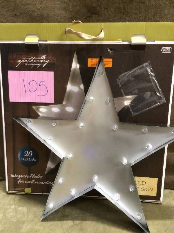 Apothecary 20-in. Star LED Marquee Sign Dcor