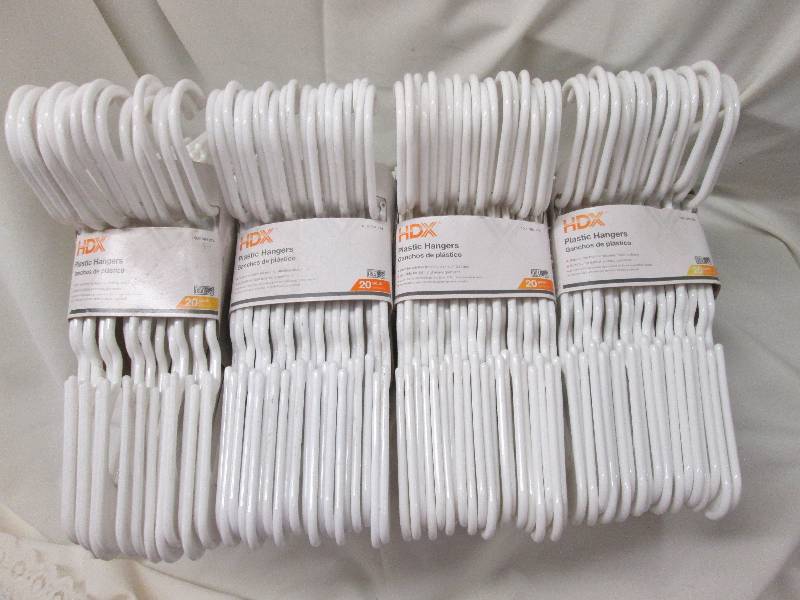 lot 70 image: Lot of 4 packs HDX plastic white ha...