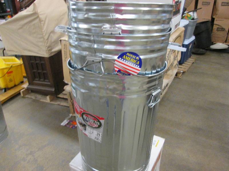 lot 87 image: Lot of 3 Behrens 31 steel gallon tr...