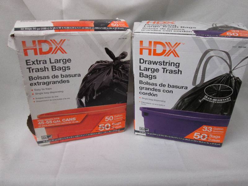 lot 112 image: HDX XL and Large trash bags, 50 & 3...