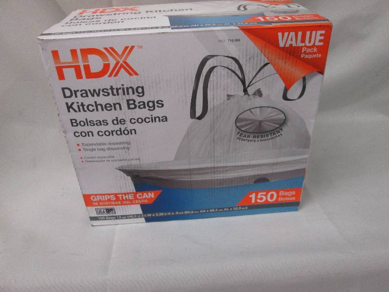 lot 113 image: HDX 13 gallon kitchen drawstring ba...