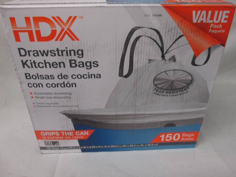lot 114 image: HDX 13 gallon kitchen drawstring ba...