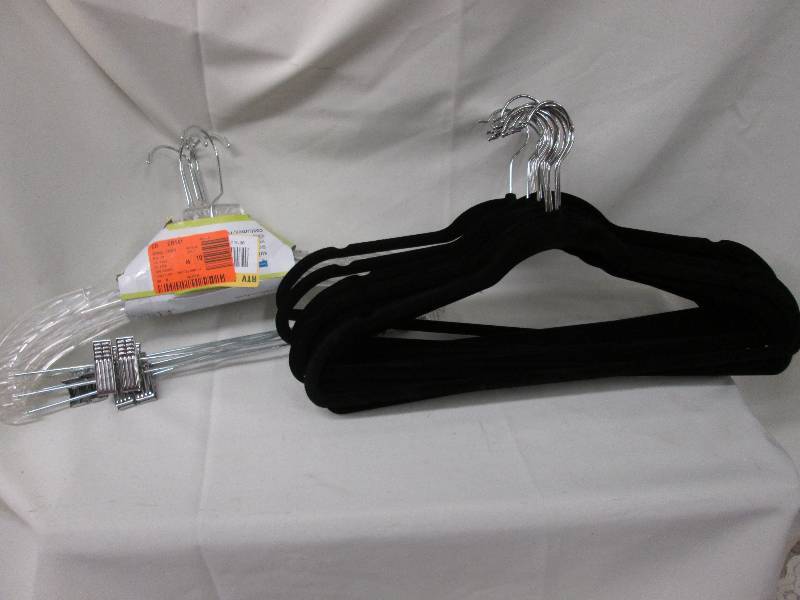 lot 121 image: 5 suit hangers, 19 slim black suede...