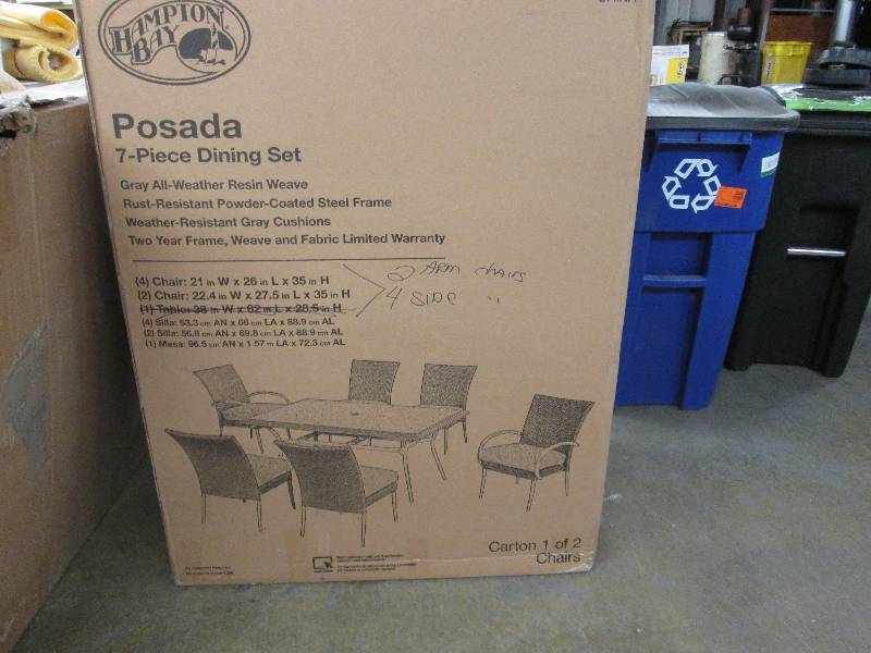 lot 144 image: Hampton Bay 7 Piece Dining set, gre...