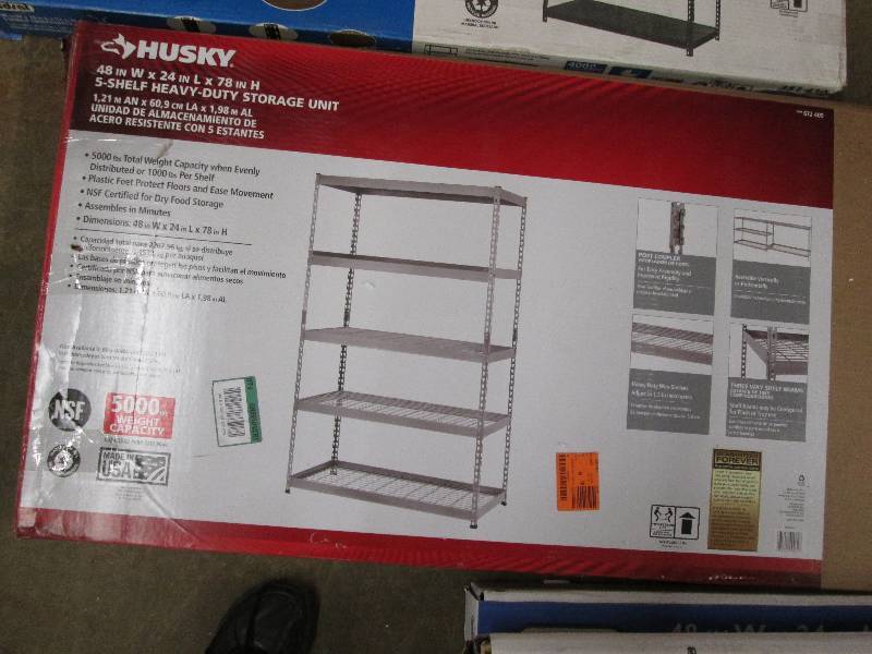 lot 182 image: Husky 5 shelf heavy duty storage un...