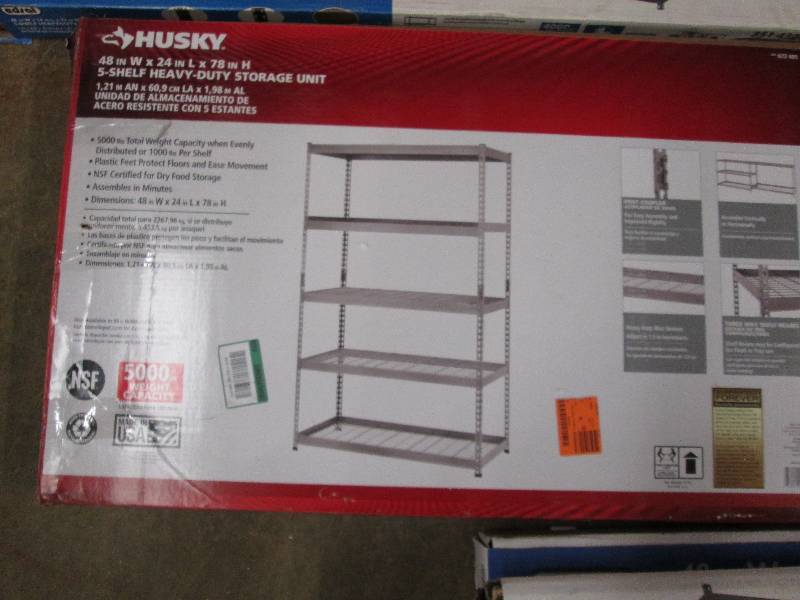 lot 183 image: Husky 5 shelf heavy duty storage un...