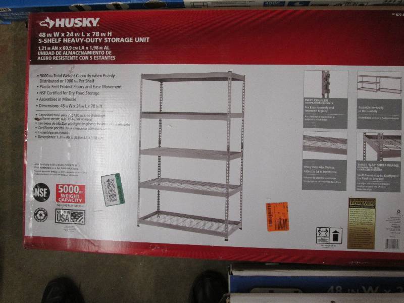 lot 184 image: Husky 5 shelf heavy duty storage un...