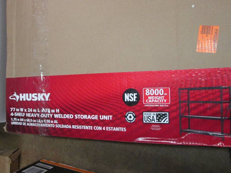 lot 185 image: Husky 4 shelf heavy duty welded sto...