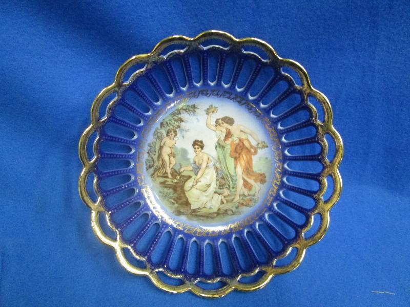 Blue dish with slots ...