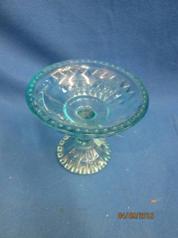 Blue glass candy dish...