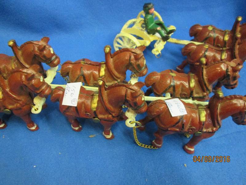 Metal horse drawn tractor and wagon...