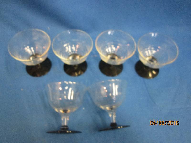 Set of 6 black base glasses...