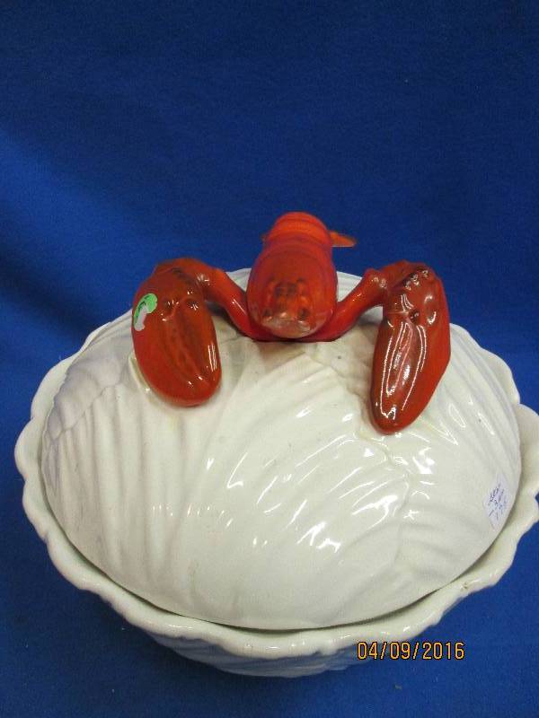 Lobster topped glass dish...