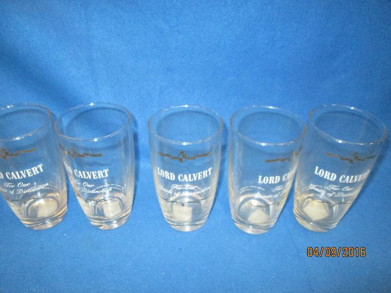 5 Lord Calvert distinctive glasses...