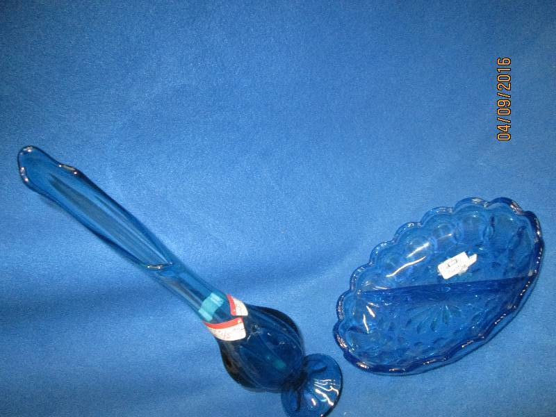 Cobalt blue vase and candy dish...