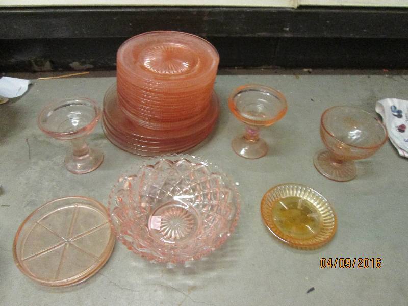 pink -peach color small plates big ...