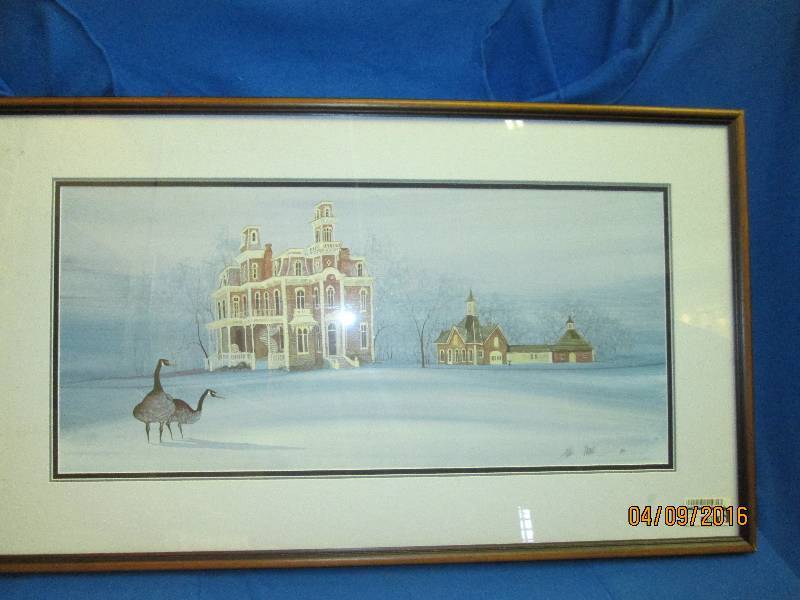 Goose theme signed print, 35 x 21 ...