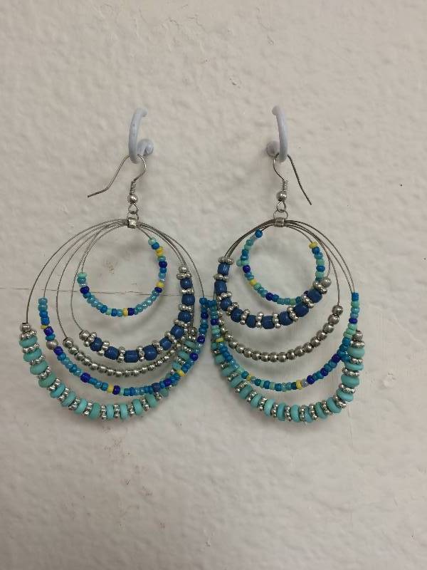BlueTeal Beaded Earrings