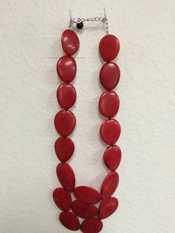 Dark Red Beaded Necklace