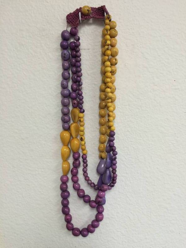 PurpleYellow Beaded Necklace