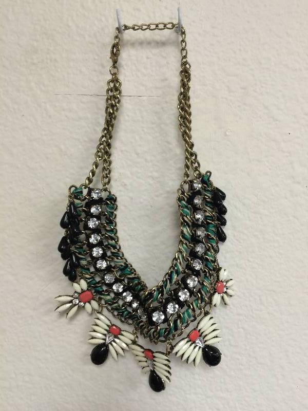 GoldMulti Colored Ornate Collar Necklace