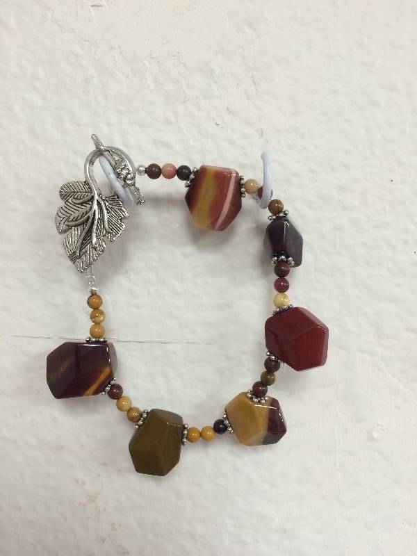 Silver Brown StoneBead Bracelet