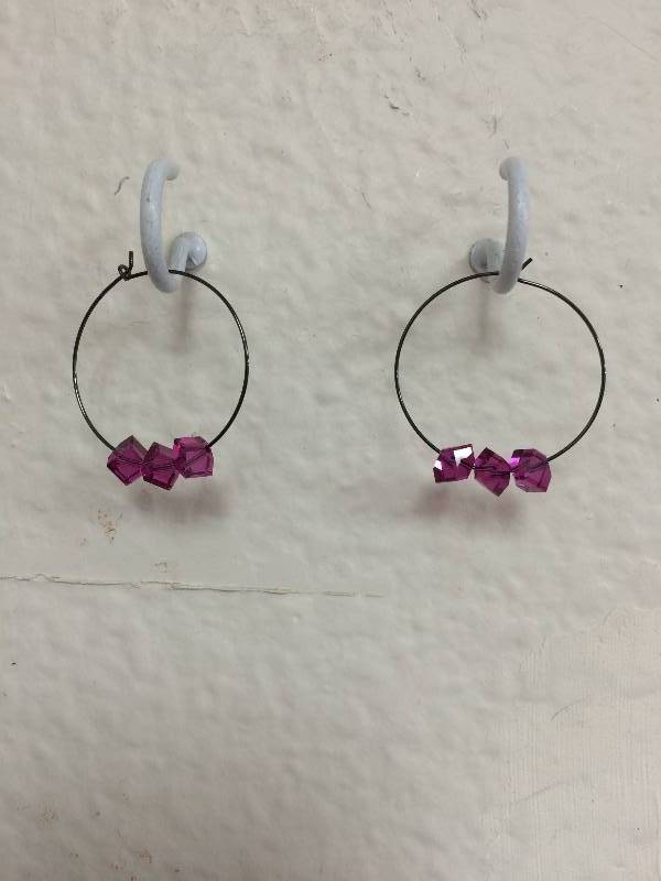 Metal Purple Hoop Earrings
