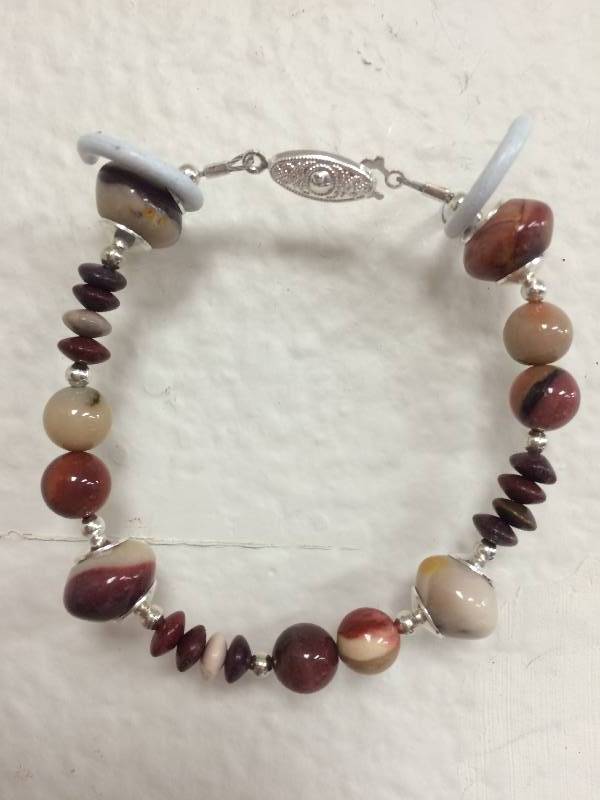 Silver Brown StoneBead Bracelet