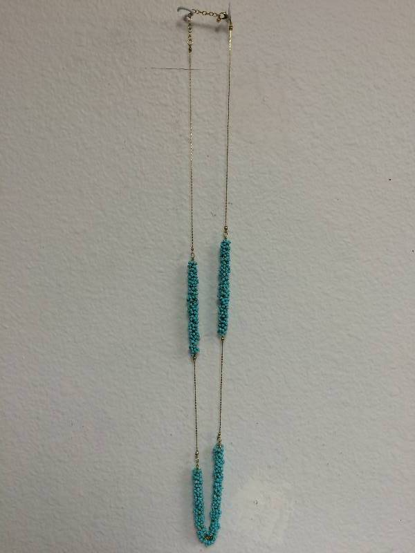 GoldTurquoise Beaded Necklace