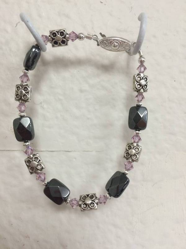 Silver Onyx Beaded Bracelet