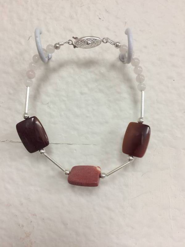 Silver Brown StoneBead Bracelet